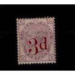 GB - 1880-83 3d on 3d lilac, hinged mint large part o.g, toned gum, SG159, cat £650