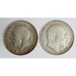 Halfcrowns (2): 1910 nVF, and 1914 nEF