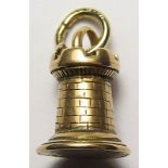 Engraved 9ct gold miniature chess piece (rook/castle) 3g, 11x12mm plus suspension loops. Engraved on