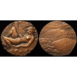 British Art Medal Society (or similar issuer) bronze medal d.99-106mm: Laureate female nude