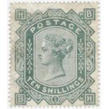 GB - 1878 10s greenish grey, wmk Maltese Cross, very lightly used leaving design very clear. A great