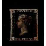 GB - 1840 Penny Black Plate 5 (J-D), fine used with red cancel, cat £400