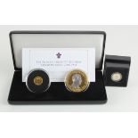 Alderney (3) two 9ct gold mini-coins and a plated crown, in a Jubilee Mint set 'The Prince Charles