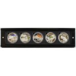 Cook Islands set of 5x colourised crown-size silver proof $1 coins (each 1oz .999 pure): Great