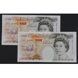 Kentfield 10 Pounds (B369) issued 1993 (2), a consecutive numbered pair of FIRST RUN notes with