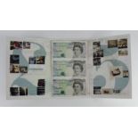 Debden set C108, First Sheetlet issued 1993, 5 Pounds signed Kentfield a sheet of 3 uncut notes with