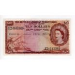 British Caribbean Territories 10 Dollars dated 2nd January 1962, portrait Queen Elizabeth II at