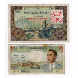Morocco (2), 50 Dirhams overprint on 5000 Francs dated 23rd July 1953 (1959 provisional Dirham