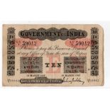 India 10 Rupees, Government of India, dated 13th March 1917 signed M.M.S. Gubbay, Calcutta branch,