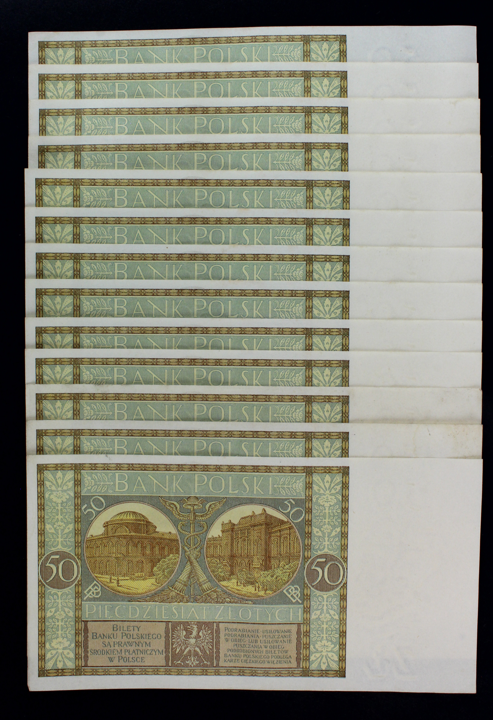 Poland 50 Zlotych (13) dated 1st September 1929, a consecutively numbered run, serial EP 4103840 - - Image 2 of 2