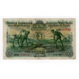 Ireland Republic 1 Pound dated 7th January 1931, The National Bank Limited 'Ploughman' issue, signed