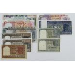 India (10), including 1 Rupee issued 1949 signed Ambegaonkar with nice serial No. 400001, 1 Rupee