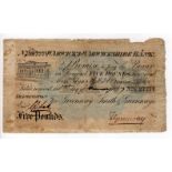 Leamington, Warwick & Warwickshire Bank 5 Pounds dated January 1887, No. 27771 for Greenway, Smith &