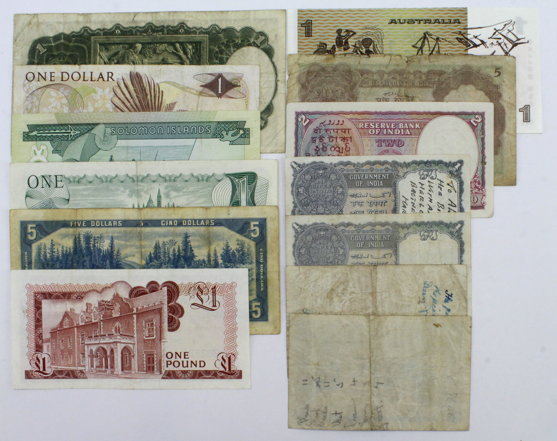 British Commonwealth (13), a group of George VI and Queen Elizabeth II notes, India 5 Rupees - Image 2 of 2