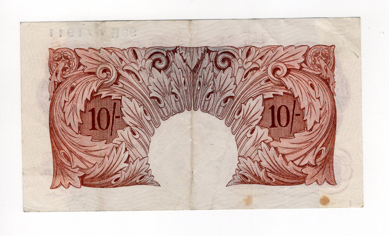 Beale 10 Shillings (B265) issued 1950, scarce FIRST SERIES note with HIGH PREFIX, serial 99E - Image 2 of 2