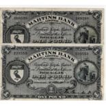 Isle of Man, Martins Bank Limited 1 Pound (2) dated 1st February 1957, signed M. Conacher, serial