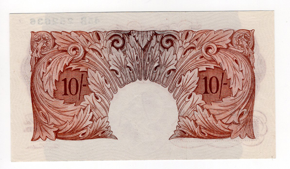 Beale 10 Shillings (B265) issued 1950, scarce LAST SERIES note, serial 45B 252636 (B265, Pick368b) - Image 2 of 2