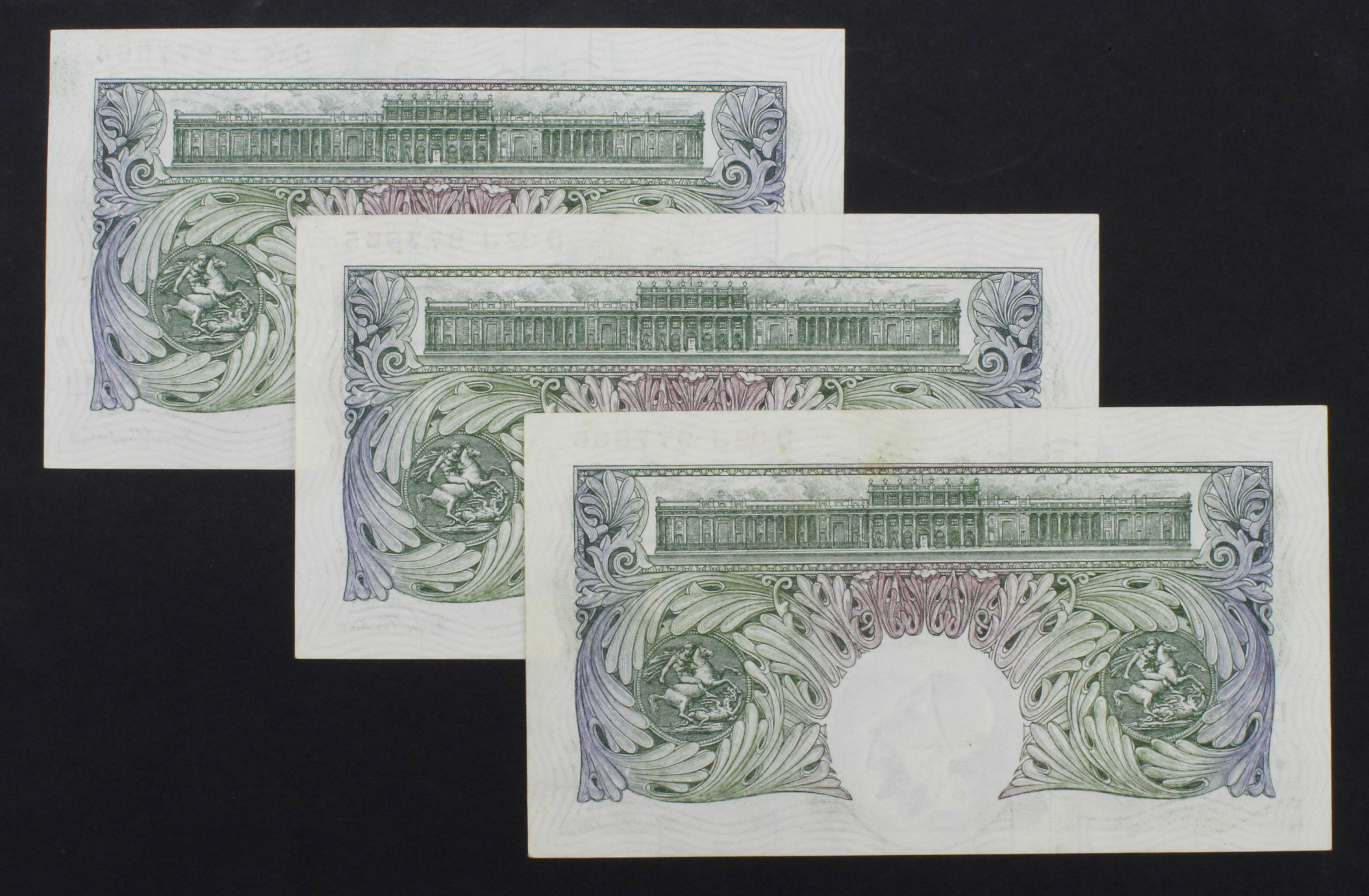 Beale 1 Pound (B268) issued 1950 (3), a consecutively numbered run, serial D02J 977664 - D02J 977666 - Image 2 of 2