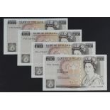 Gill 10 Pounds (B354) issued 1988 (4), 2 consecutively numbered runs, serial EU81 743296 & EU81