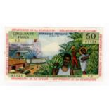 French Antilles 50 Francs issued 1964, signed Postel-Vinay and Clappier, serial Y.2 01124 (TBB