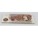 Fforde 10 Shillings (B310) issued 1967 (50), a half bundle of consecutively numbered notes, serial