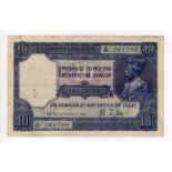 India 10 Rupees issued 1917 - 1930 (1926), King George V portrait, signed J.B. Taylor, serial K/69