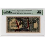 Malaya 10 Dollars issued 1944, Japanese Invasion Money overprinted with: ‘Malayan VJ’ (Victory