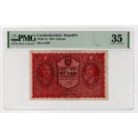 Czechoslovakia 5 Korun dated 15th April 1919, serial no. 0061 (TBB B108a, Pick7a) in PMG holder