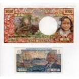 French Colonial (2), Saint Pierre et Miquelon 5 Francs issued 1950 - 1960 (Pick22), Tahiti 1000