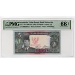 Indonesia 5 Rupiah dated 1960 (issued 1963), Bank Indonesia Irian Barat provisional issue, serial