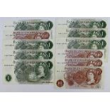 Bank of England (11), a group of REPLACEMENT notes, O' Brien 10 Shillings issued 1961, M03 175296 (