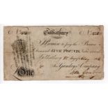 Goldsithney, Cornwall One Pound dated 1817, serial No.538 for Gundrys & Company (Outing 833a)