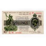Warren Fisher 10 Shillings (T26) issued 1919, serial G/24 510164, No. with dash (T26, Pick356) 3