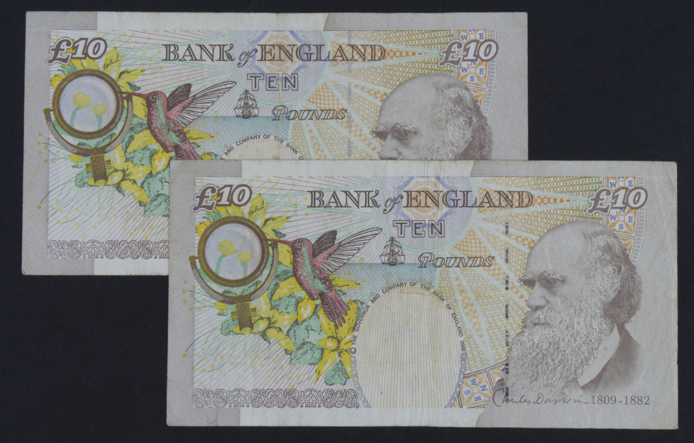 Bailey 10 Pounds (B400) issued 2004 (2), rare pair of FIRST RUN 'CC41' prefix notes, one with LOW - Image 2 of 2