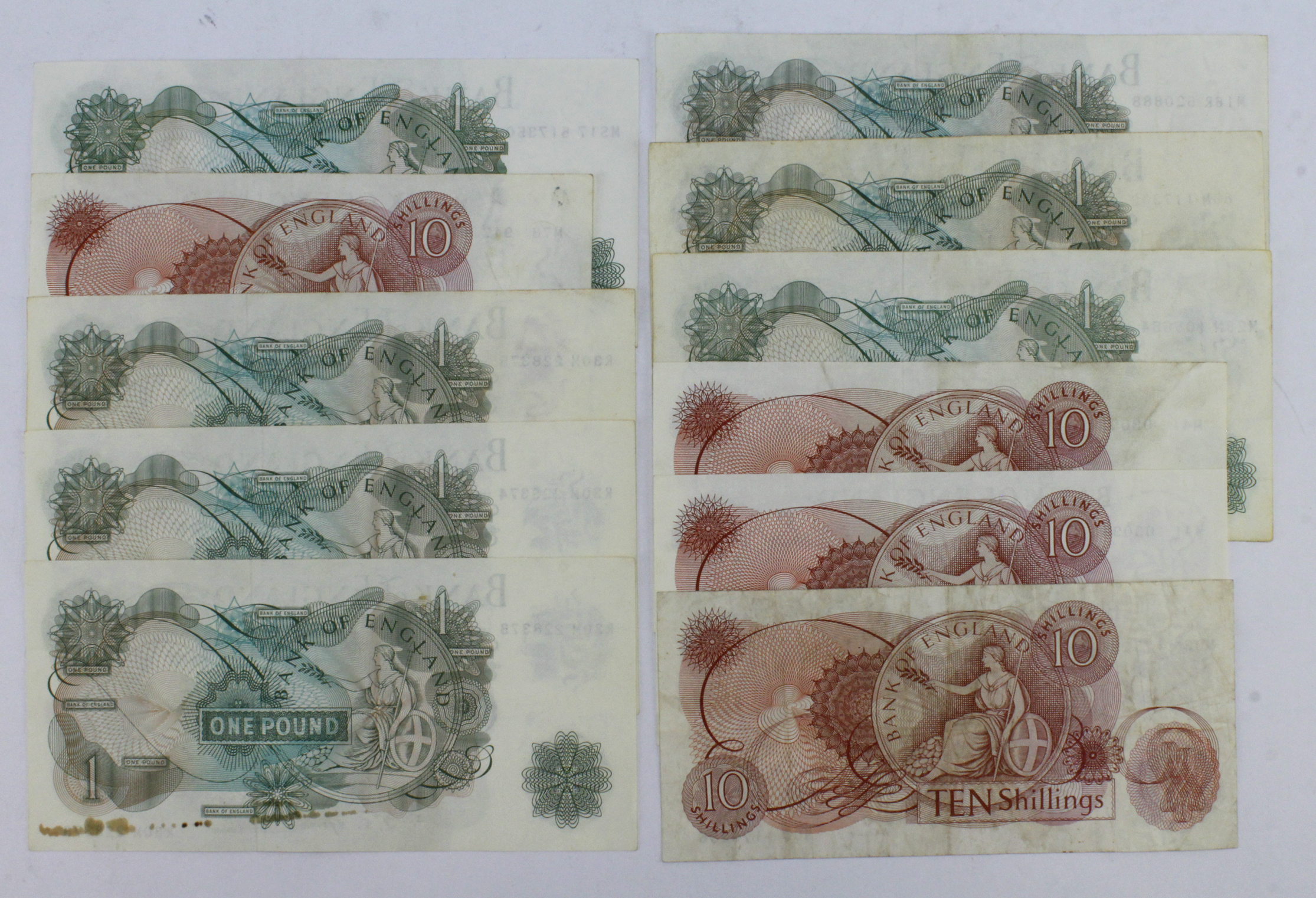 Bank of England (11), a group of REPLACEMENT notes, O' Brien 10 Shillings issued 1961, M03 175296 ( - Image 2 of 2