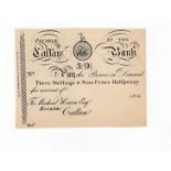 Ireland Callan Bank 3 Shillings 9 1/2 Pence dated 1804, facsimile produced by Waterlow as a sample