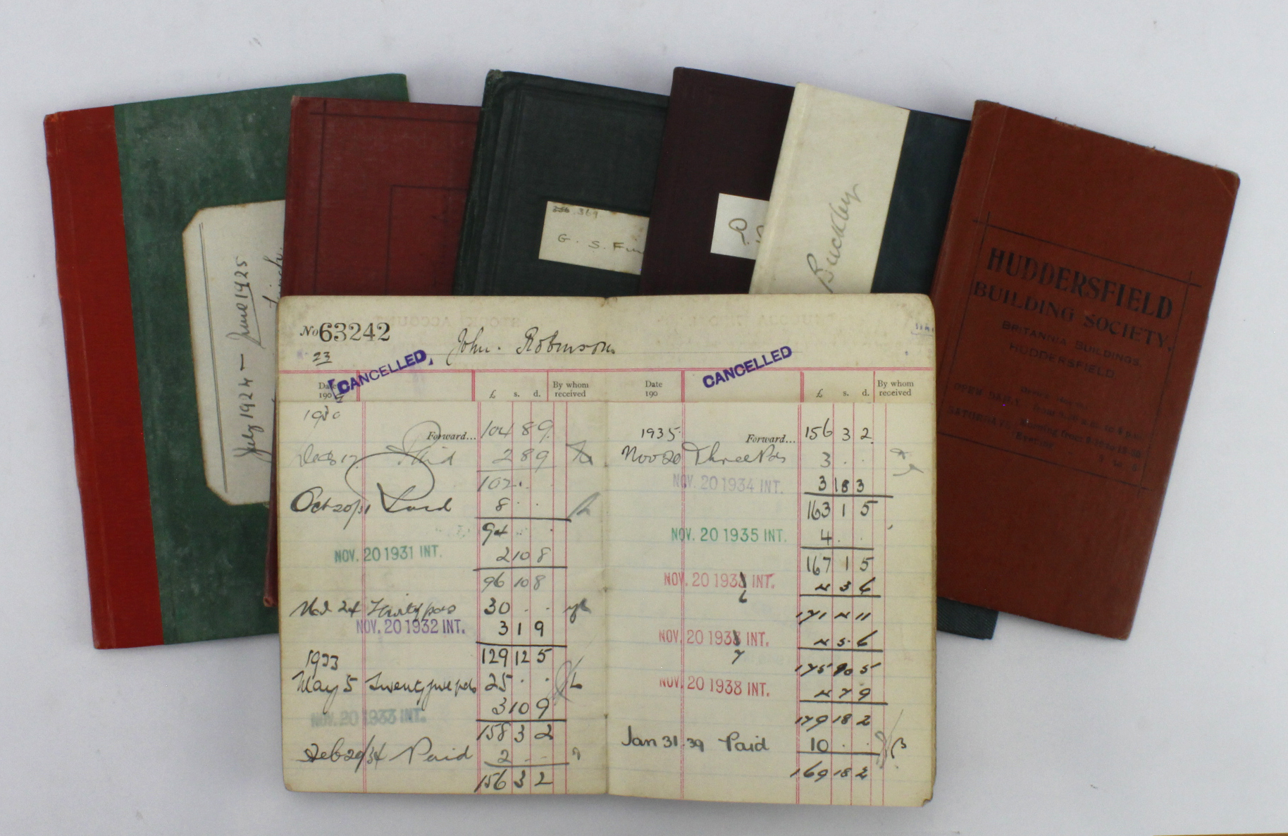 British Banks and Building Societies saving account books, a group of 7 different books, Stockport