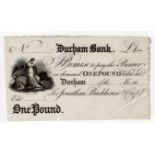 Durham Bank 1 Pound unissued, for Jonathan Backhouse & Compy. (Outing722d) about Uncirculated
