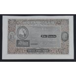 Deal Bank 5 Pounds proof engraved by Robert Branston (Outing648d) printed on thin paper which has
