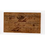 Workington Bank 1 Guinea dated 3rd June 1809, serial No. 182/135 for Wood, Smiths, Stein & Co. (