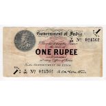India 1 Rupee dated 1917, portrait King George V at top left, signed McWatters, serial Y/86