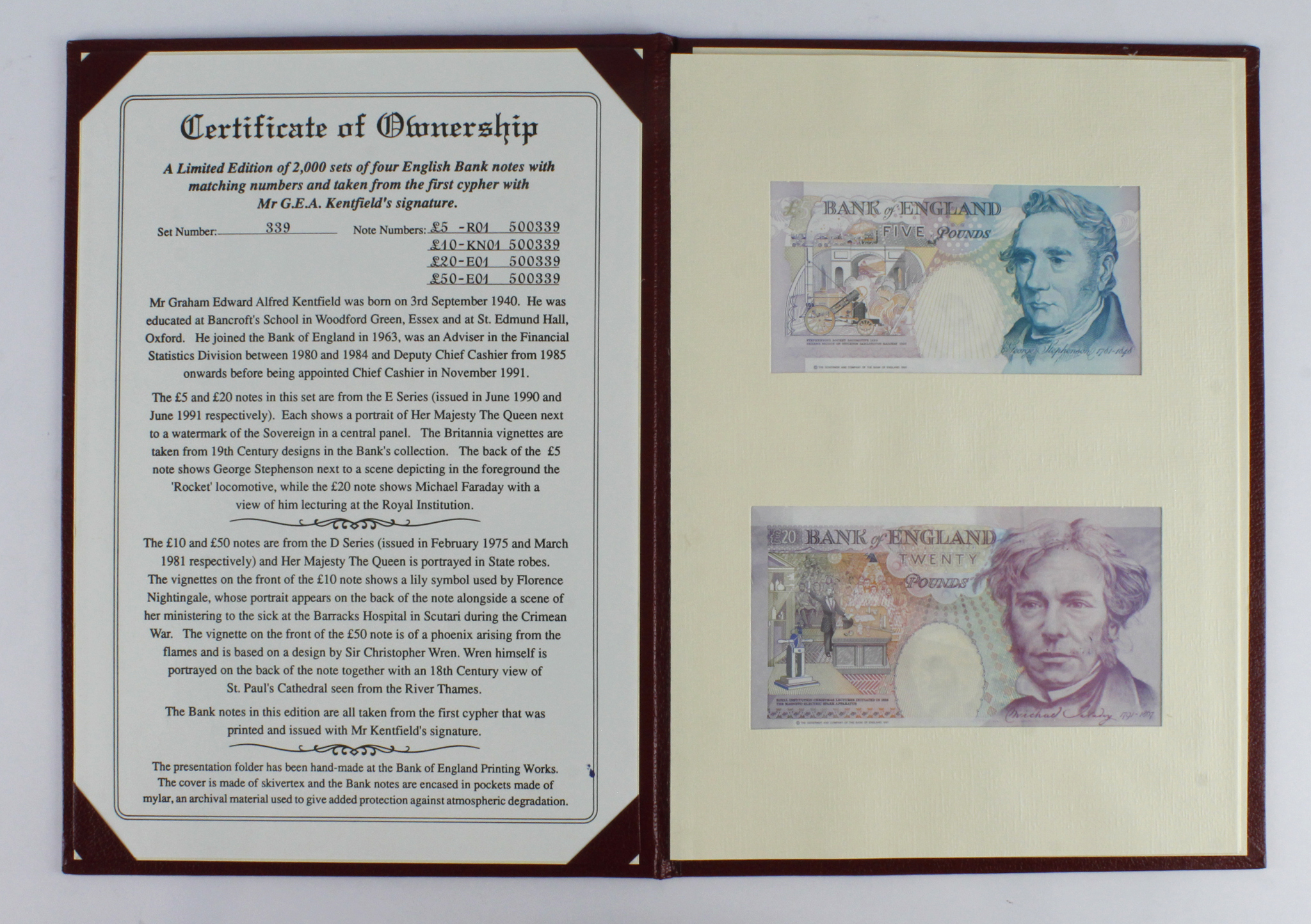 Debden set C106 Firsts, a set of 4 notes issued 1993 and signed Kentfield, all FIRST RUN notes