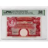 East African Currency Board 100 Shillings issued 1958 - 1960, portrait Queen Elizabeth II top