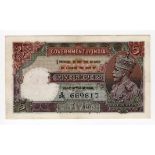 India 5 Rupees issued 1928 - 1935, signed J.W. Kelly, portrait King George V at right, serial S/25