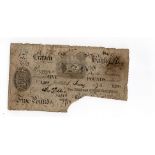 Craven Bank Settle 5 Pounds dated 1873, serial No. 1208 for Self & other partners (Outing1910a)