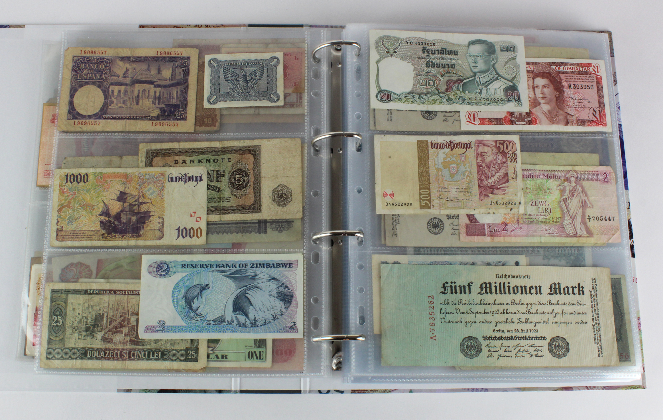 World (250), an album of mixed world notes to include Malta 10 Shillings 1968, Afghanistan 2 - Image 15 of 62