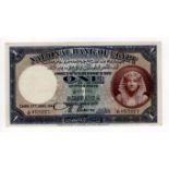 Egypt 1 Pound dated 17th June 1943, signed Nixon, serial J/67 453257 (TBB B121c, Pick22c) about EF