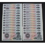 Angola 50 Kwanzas (25) dated 14th August 1979, a bundle of SPECIMEN notes all with serial I/A 000000