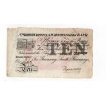 Warwick & Warwickshire Bank 10 Pounds dated 1887, serial No. L2203 for Greenway, Smith &