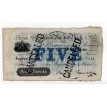 Leighton Buzzard Bank, Bedfordshire, 5 Pounds dated 2nd March 1893, serial No. 71718 for Bassett,